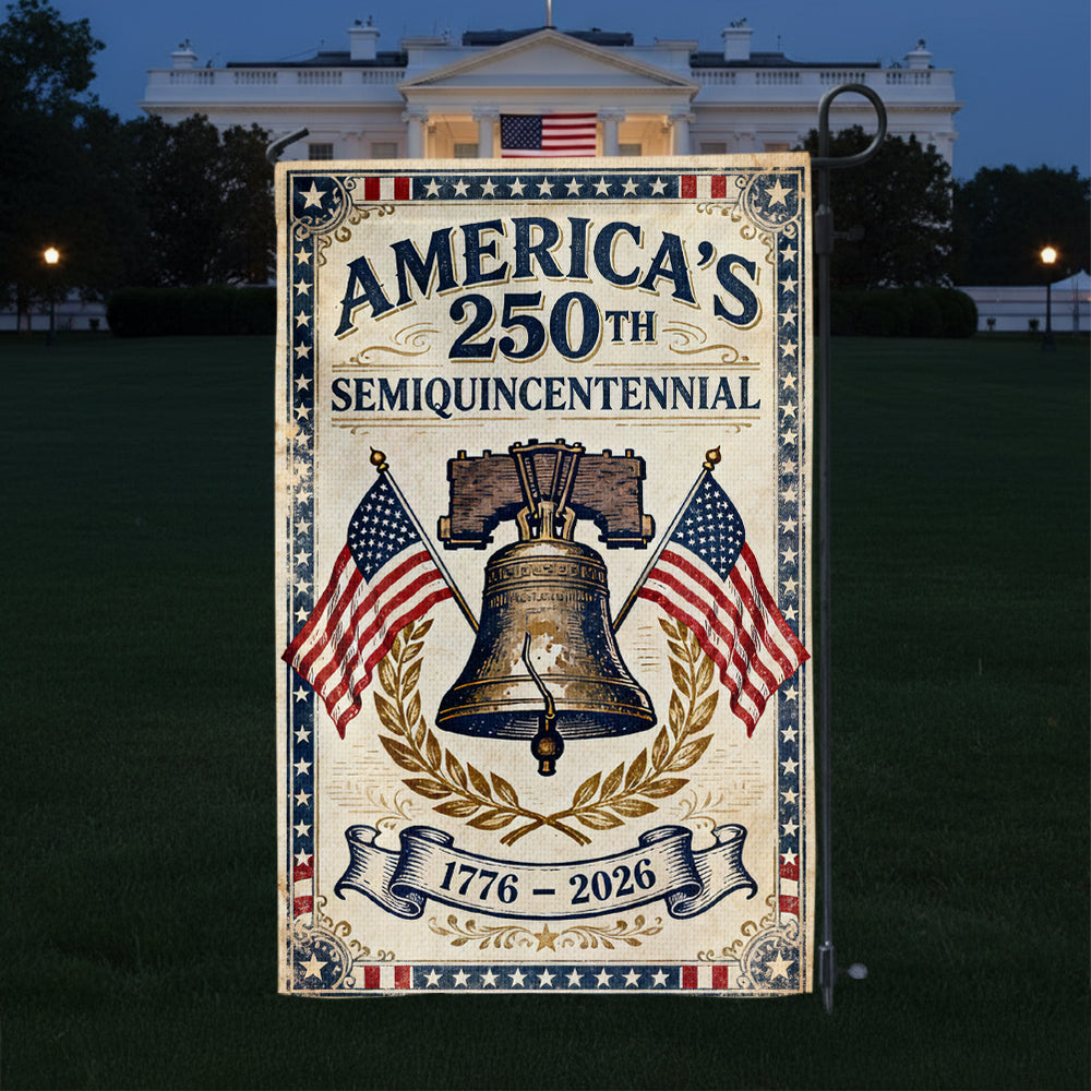 Vintage Flag Personalized Family Name America 250th Anniversary - Personalized Garden Flag