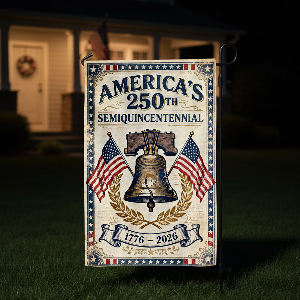 Vintage Flag Personalized Family Name America 250th Anniversary - Personalized Garden Flag