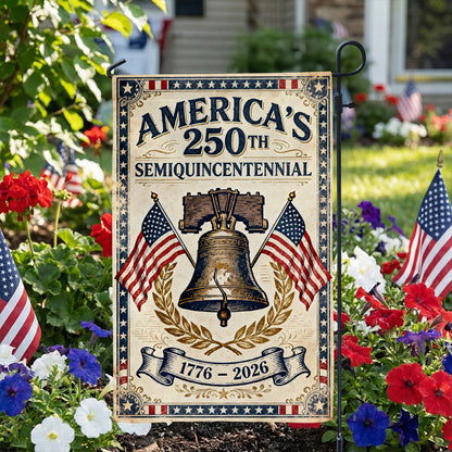 Vintage Flag Personalized Family Name America 250th Anniversary - Personalized Garden Flag