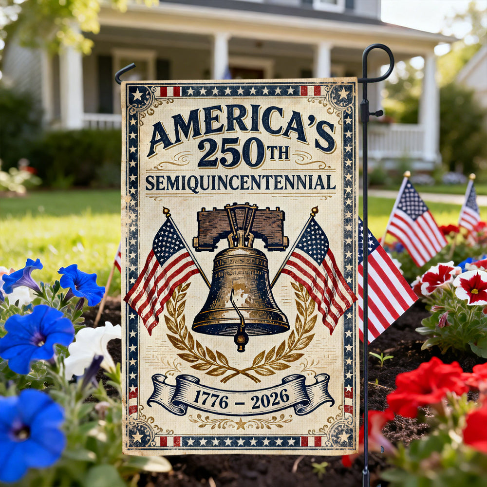 Vintage Flag Personalized Family Name America 250th Anniversary - Personalized Garden Flag