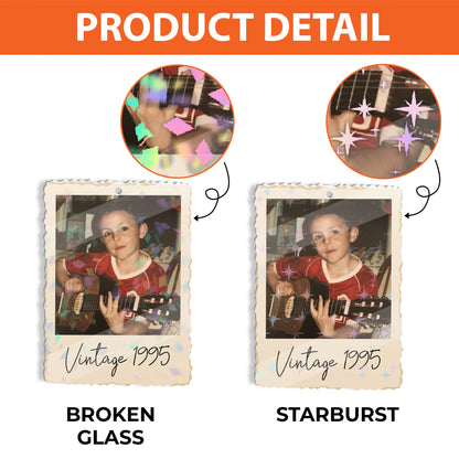 Vintage Photo Custom Shape Hologram Ornament displaying a cherished memory.