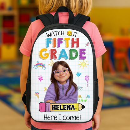 Personalized "Watch Out, Name" Kids Backpack - School bag for toddlers and children.