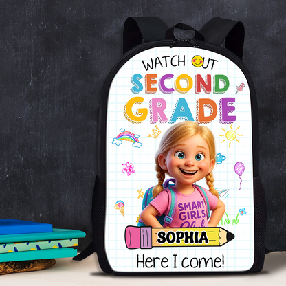 Personalized "Watch Out, Name" Kids Backpack - School bag for toddlers and children.