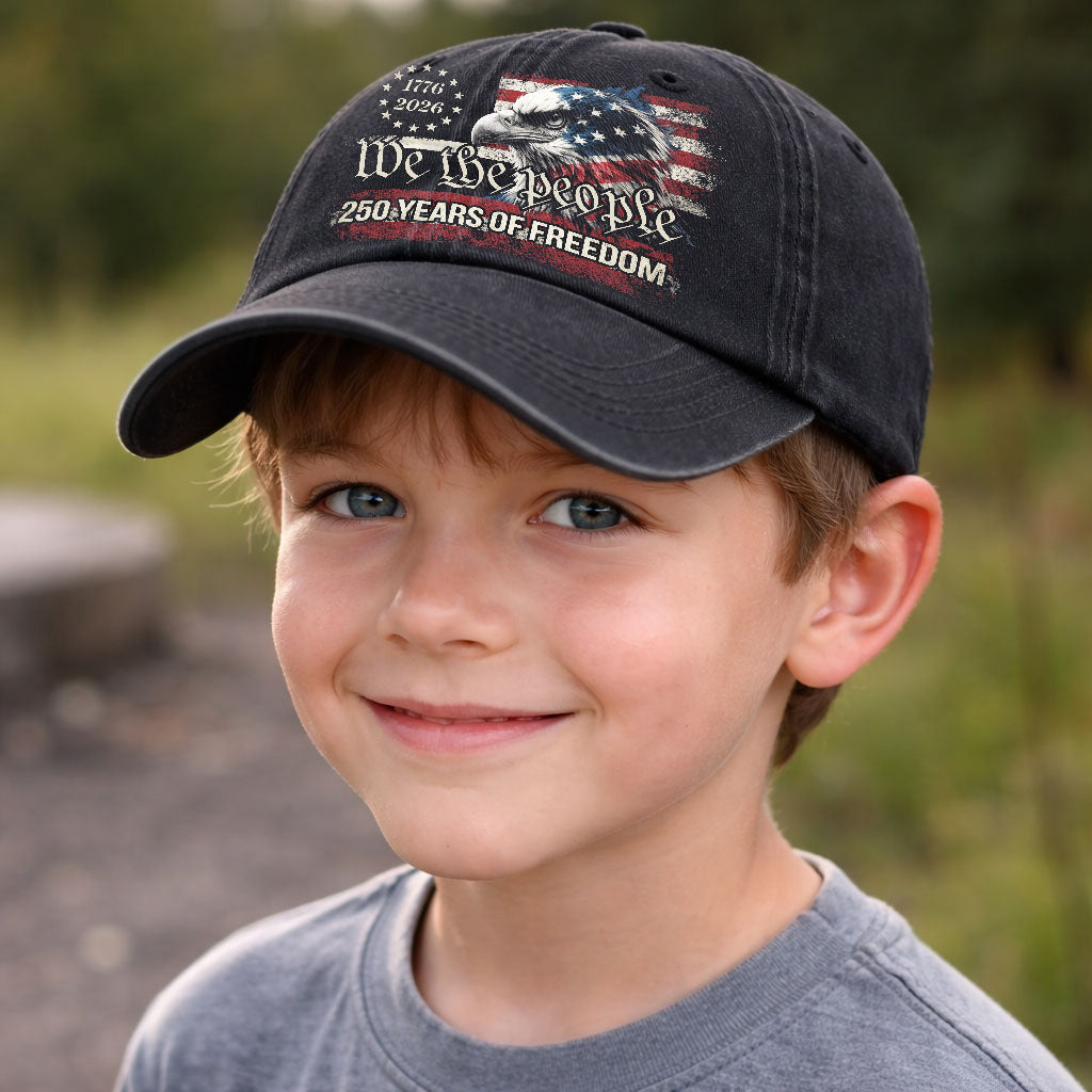 We The People 1776-2026 250th America  - Washed Denim Baseball Cap - Custom Print Cap