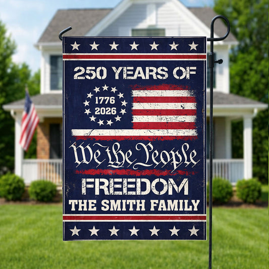 We The People Flag Personalized Family Name America - Personalized Garden Flag