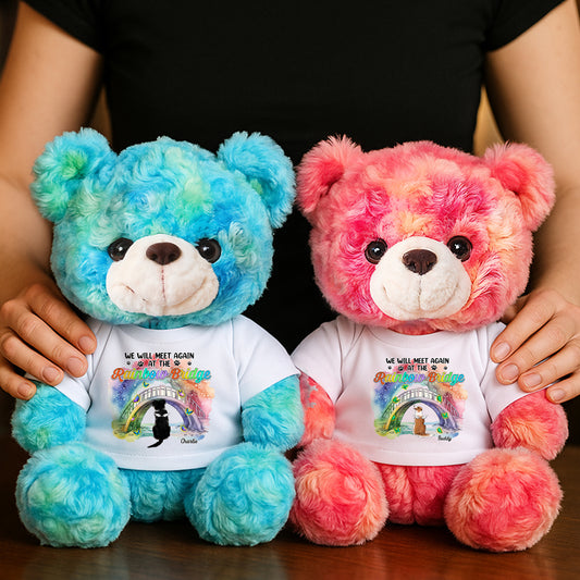 Personalized "We Will Meet Again" memorial teddy bear plush, a comforting sympathy gift.