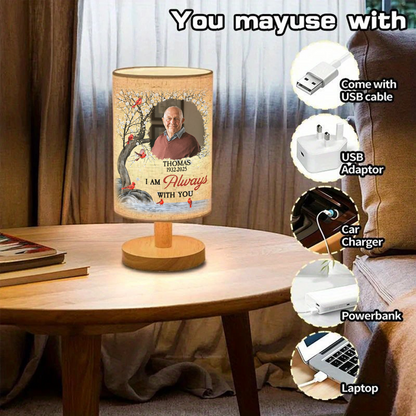 Personalized memorial lamp with custom photo and "When You Miss Me" message.