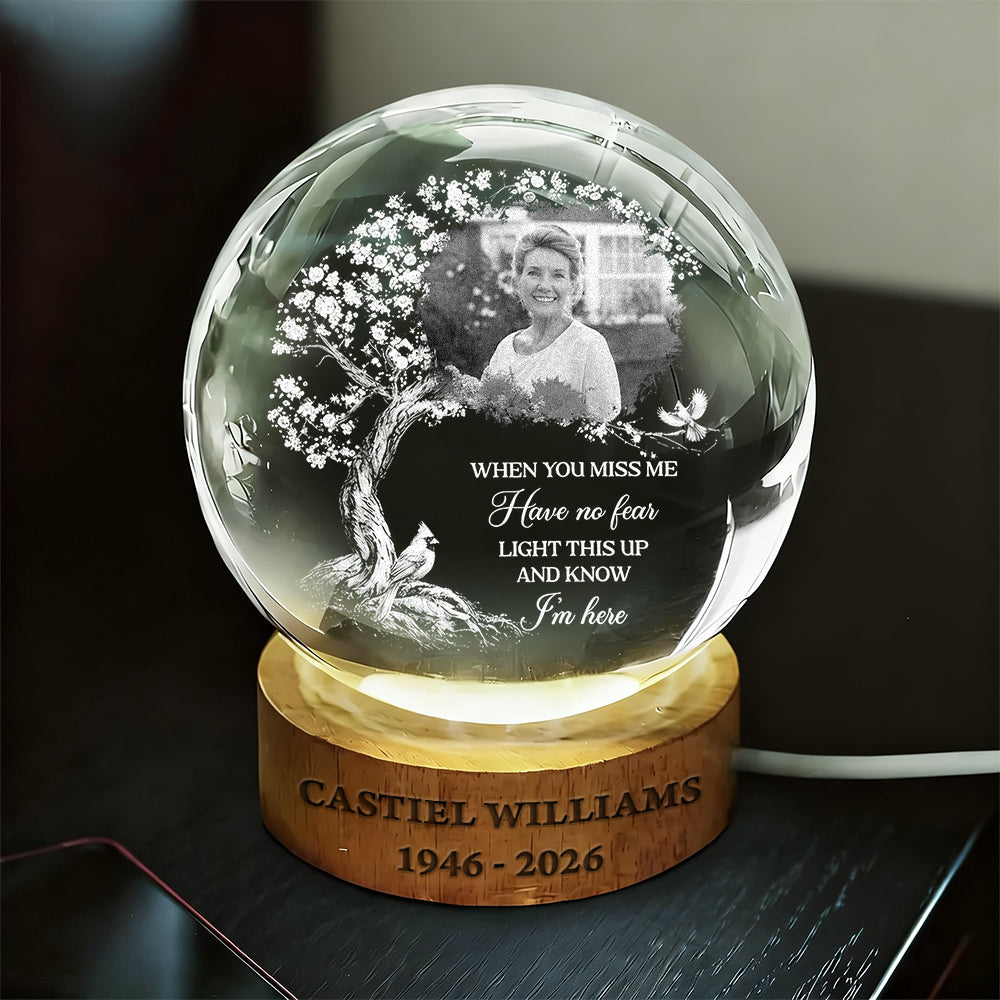 Light This Up - Personalized Crystal Globe Lamp - Base Engraving