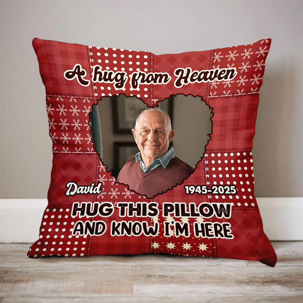 Personalized memorial pillow with a touching heart design, a sympathy gift for family.