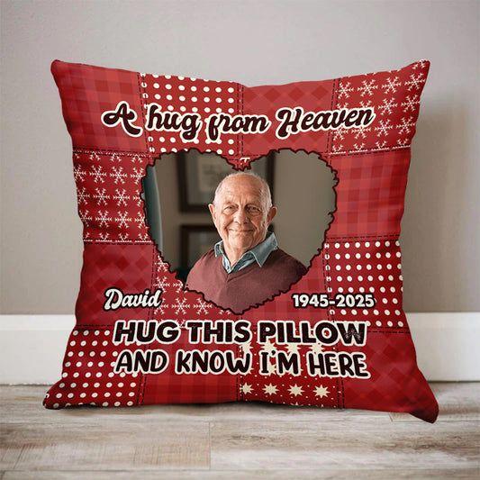 Personalized memorial pillow with a touching heart design, a sympathy gift for family.