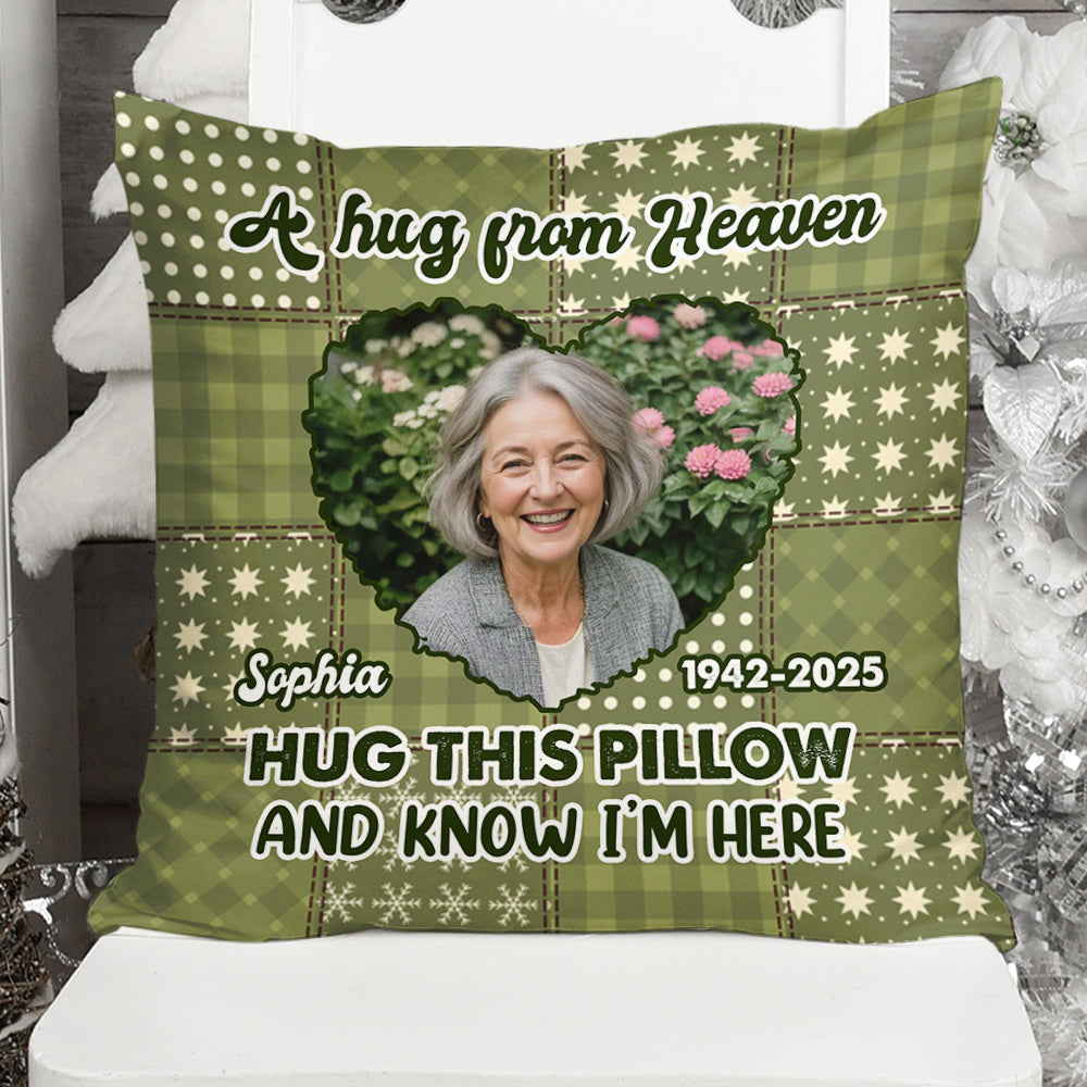 Personalized memorial pillow with a touching heart design, a sympathy gift for family.