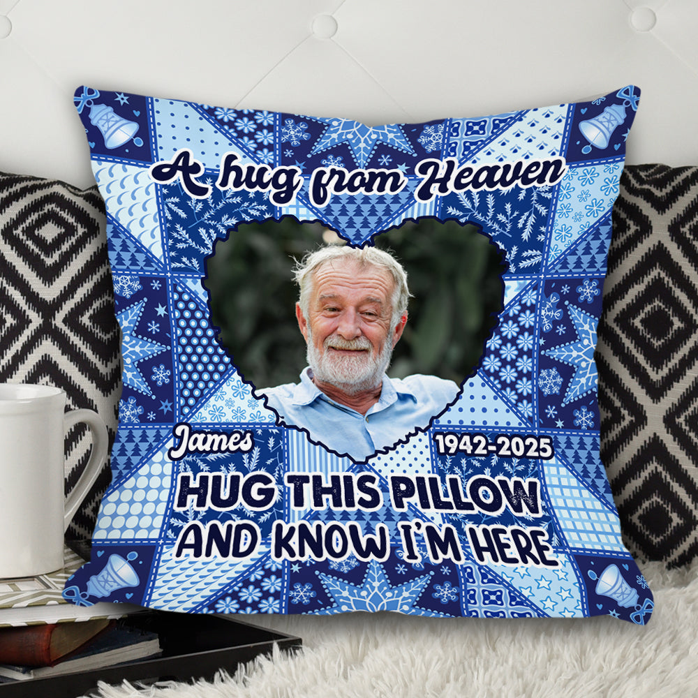 Personalized memorial pillow with a touching heart design, a sympathy gift for family.
