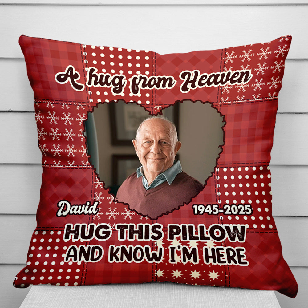 Personalized memorial pillow with a touching heart design, a sympathy gift for family.