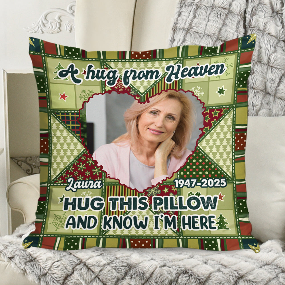 Personalized memorial pillow with a touching heart design, a sympathy gift for family.