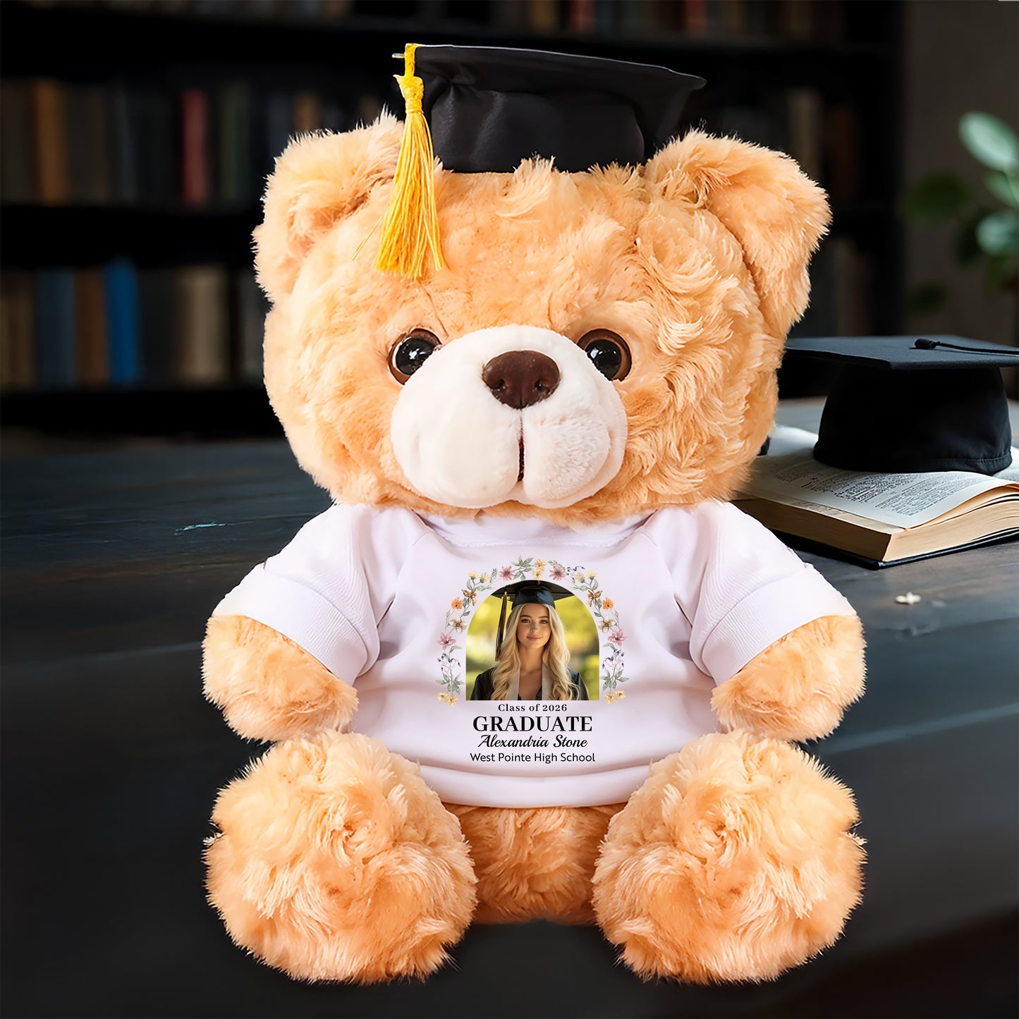 Wildflower Custom Graduation Teddy Bear Plush - Graduate Bear With Cap, 2025 Graduation Gift