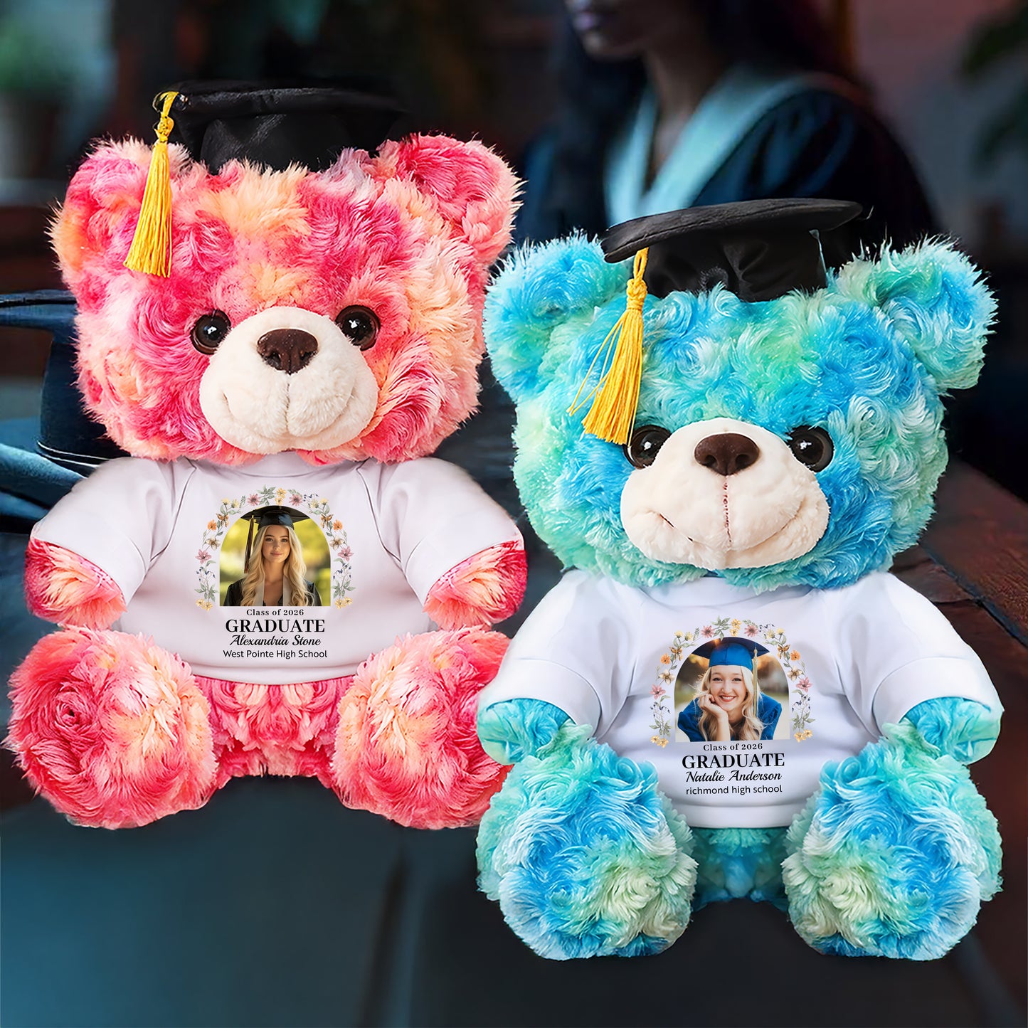 Wildflower Custom Graduation Teddy Bear Plush - Graduate Bear With Cap, 2025 Graduation Gift