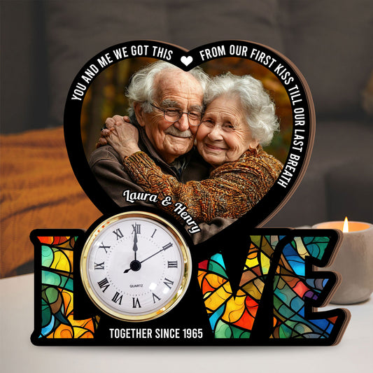 Personalized "You & Me, We Got This" Desk Clock Plaque - a unique love gift.