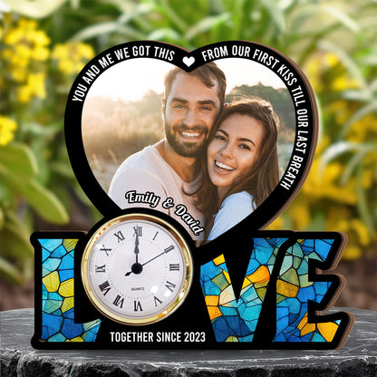 Personalized "You & Me, We Got This" Desk Clock Plaque - a unique love gift.