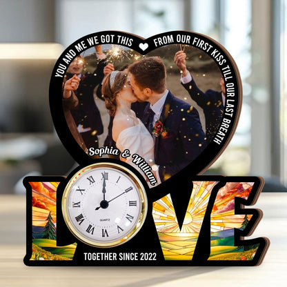Personalized "You & Me, We Got This" Desk Clock Plaque - a unique love gift.