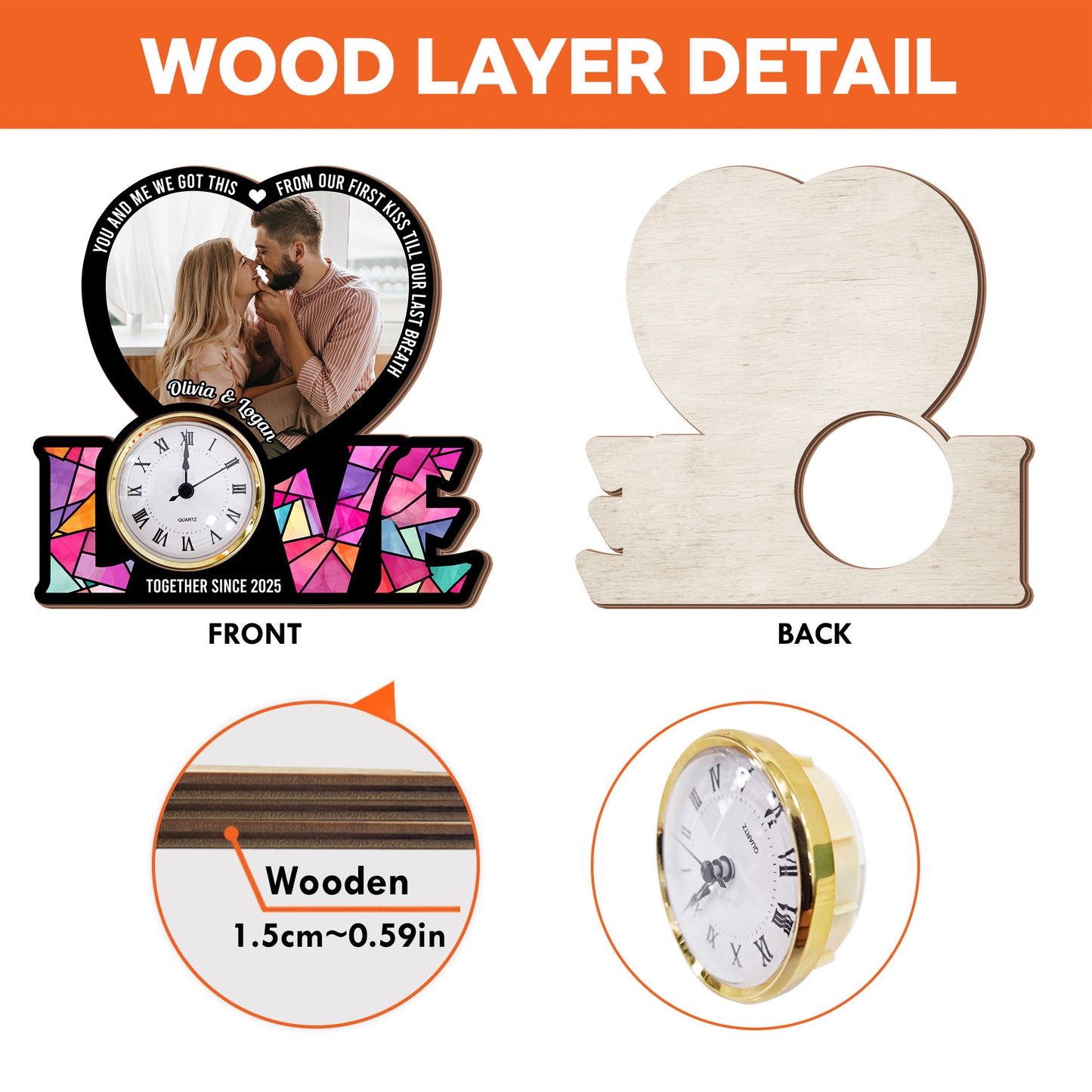 Personalized "You & Me, We Got This" Desk Clock Plaque - a unique love gift.