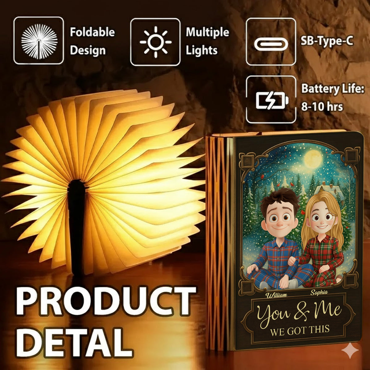 You and Me We Got This Personalized Book Lamp - a unique gift idea for loved ones.