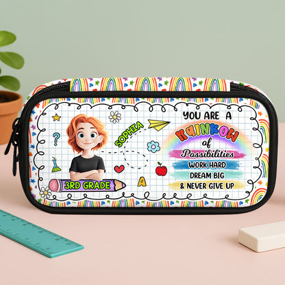 Personalized Pencil Case with Rainbow Design and Custom Name - "You Are A Rainbow"
