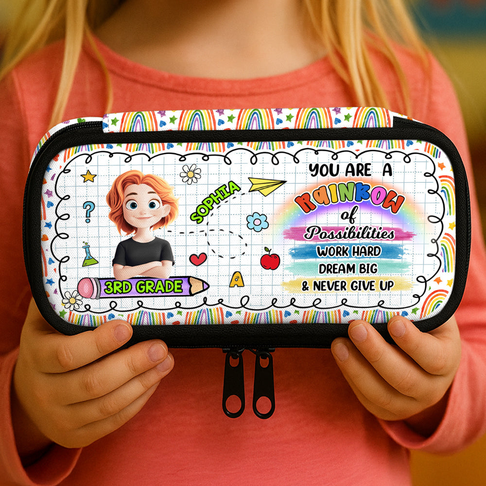 Personalized Pencil Case with Rainbow Design and Custom Name - "You Are A Rainbow"