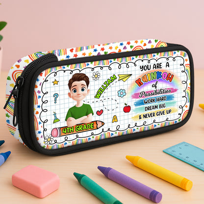 Personalized Pencil Case with Rainbow Design and Custom Name - "You Are A Rainbow"
