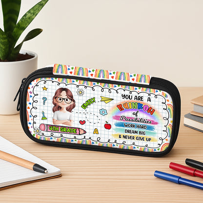 Personalized Pencil Case with Rainbow Design and Custom Name - "You Are A Rainbow"
