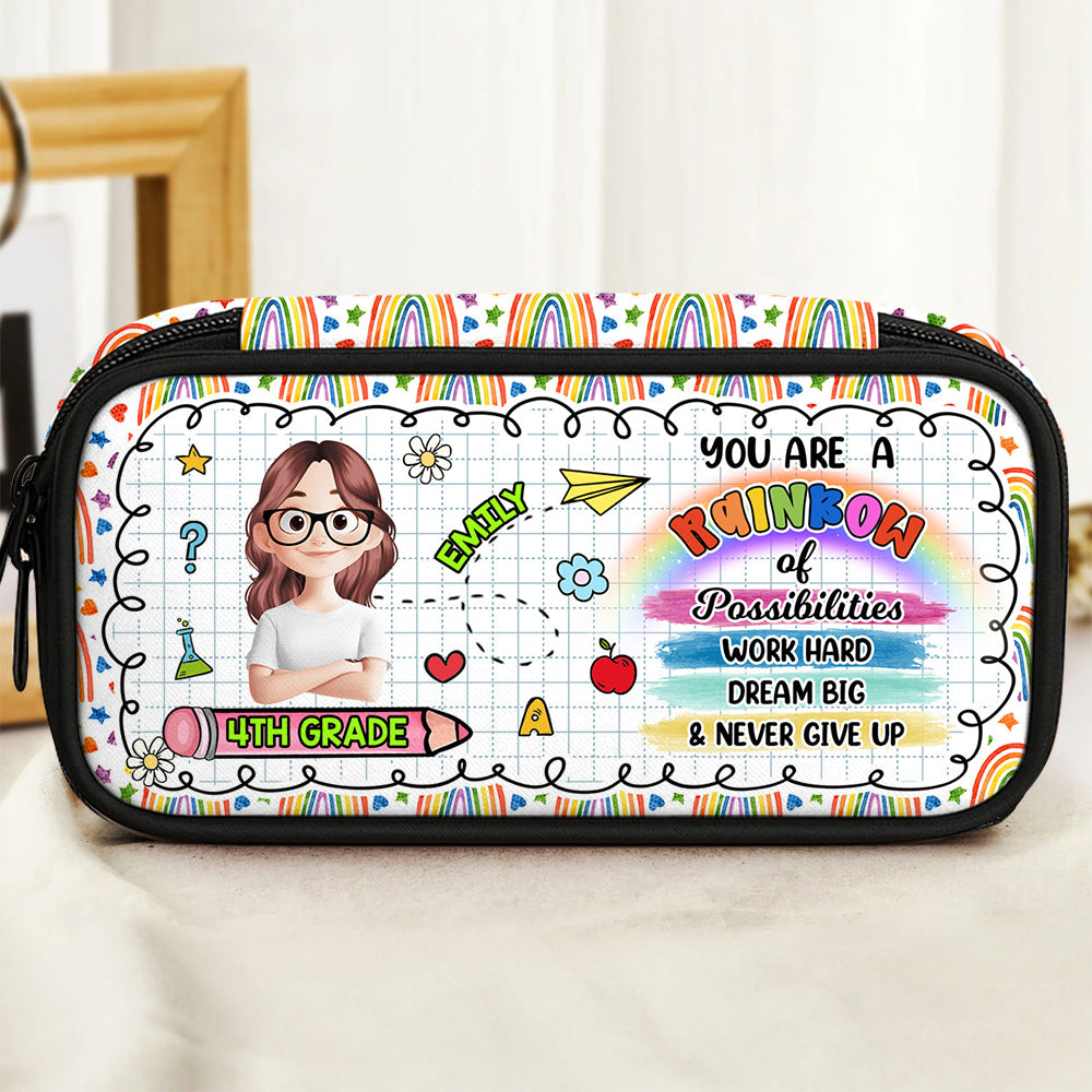 Personalized Pencil Case with Rainbow Design and Custom Name - "You Are A Rainbow"