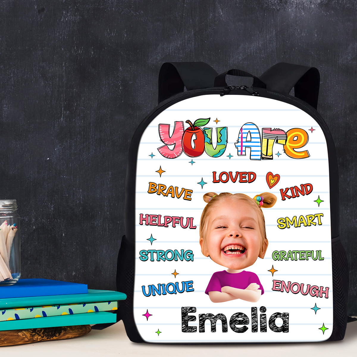 Personalized "You Are Kind" Kids Backpack - Adorable school bag for toddlers and children.