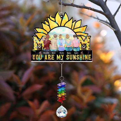 Personalized Crochet Flower Lamp shaped like a smiling sun, casting a warm glow.