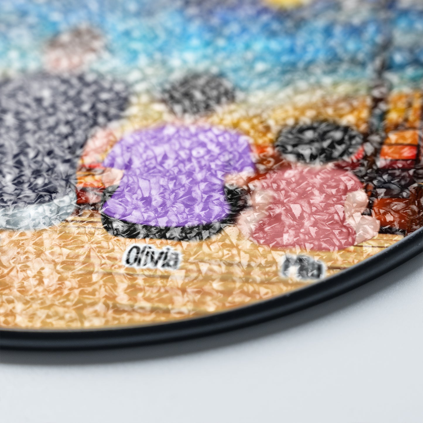 Personalized photo stained glass suncatcher. "You Are Our World" custom window hanging gift.