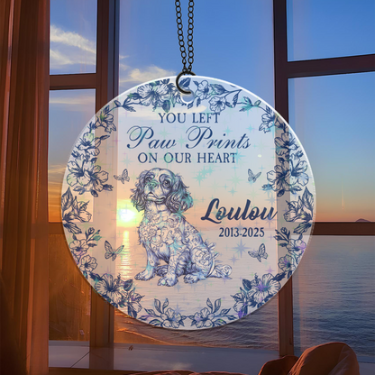 You Left Pawprints On Our Heart custom hologram ornament.