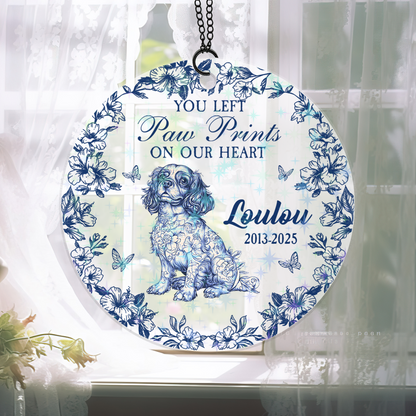 You Left Pawprints On Our Heart custom hologram ornament.