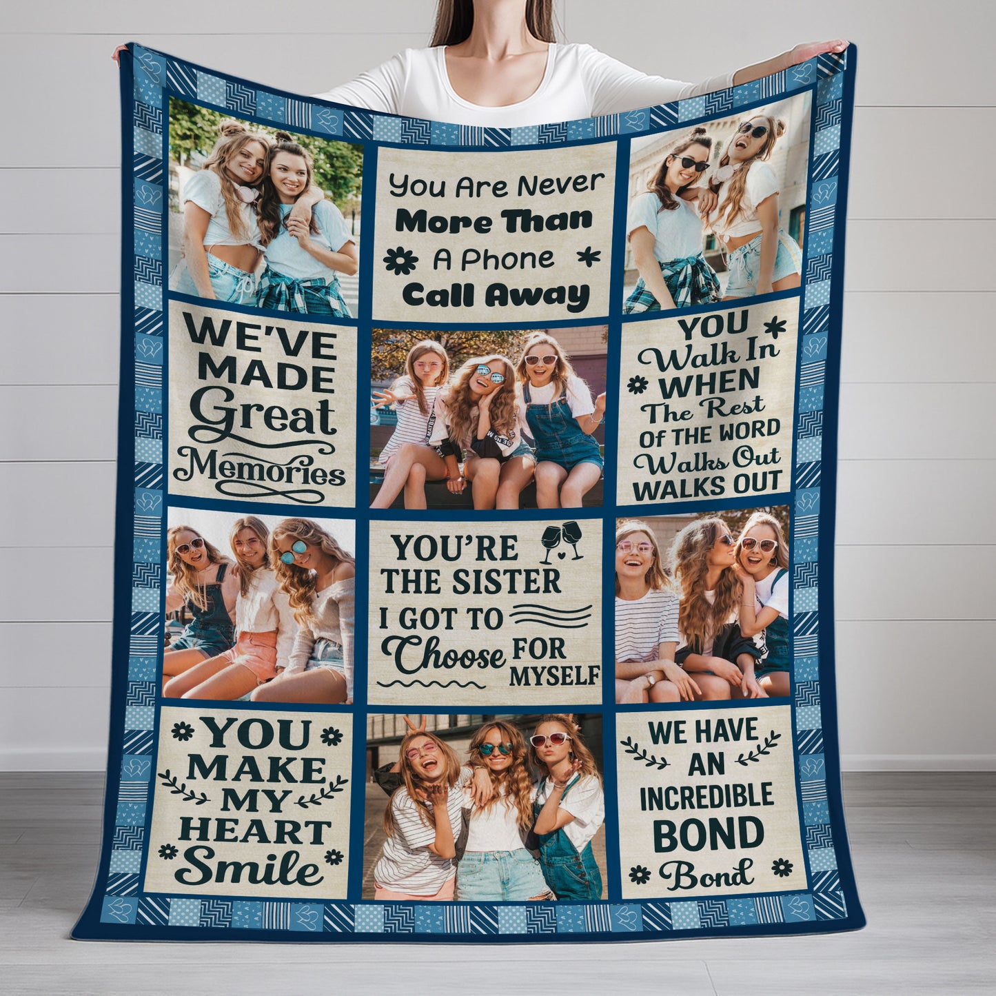 You Make My Heart Smile Bestie Personalized Custom Blanket with large heart design.