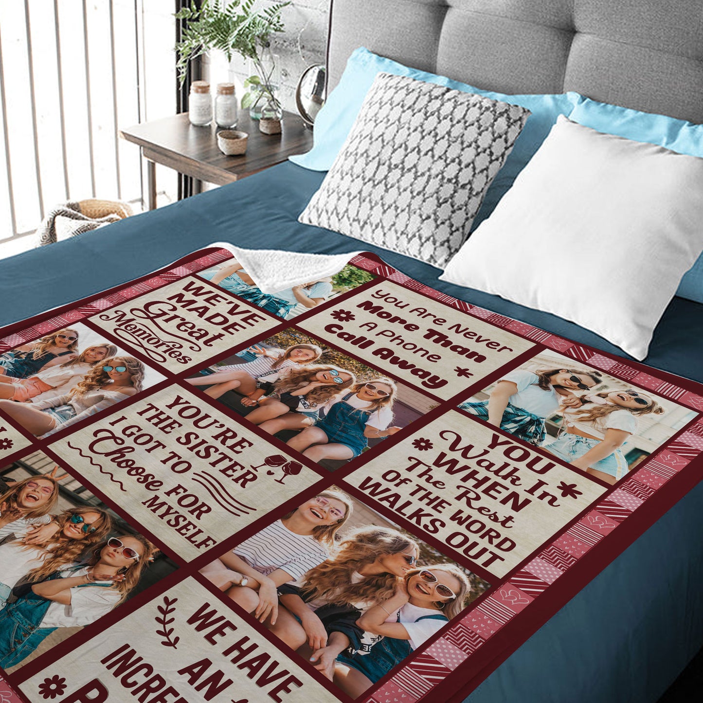 You Make My Heart Smile Bestie Personalized Custom Blanket with large heart design.