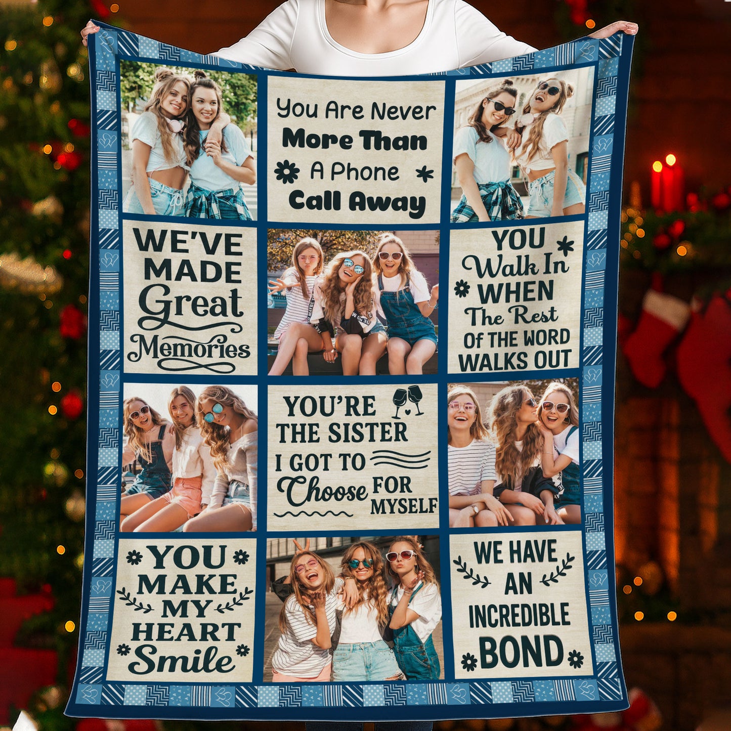 You Make My Heart Smile Bestie Personalized Custom Blanket with large heart design.