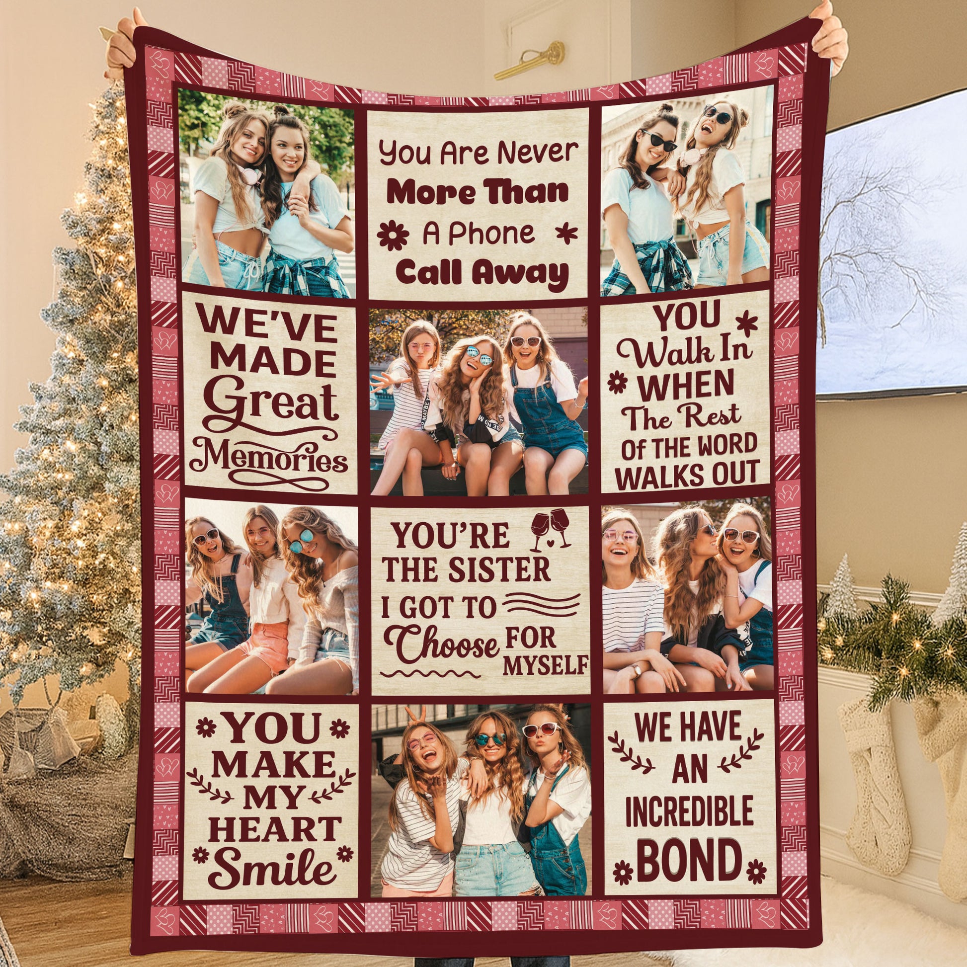 You Make My Heart Smile Bestie Personalized Custom Blanket with large heart design.