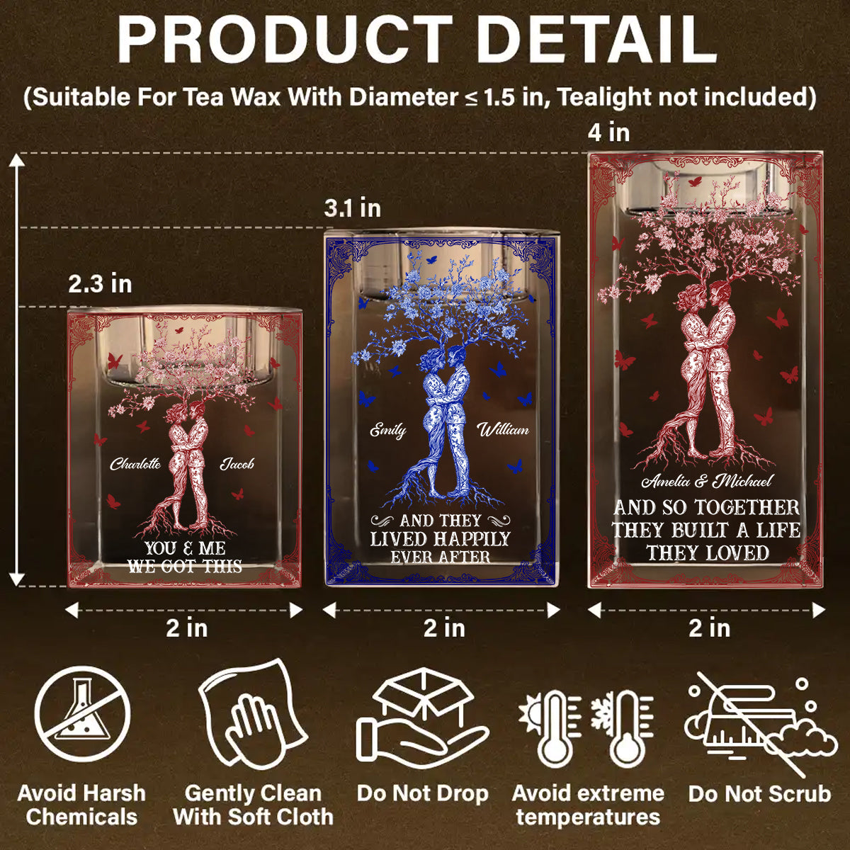 Personalized crystal candle holder with "You, Me, We Got This Forever In Love" engraving, perfect romantic gift.