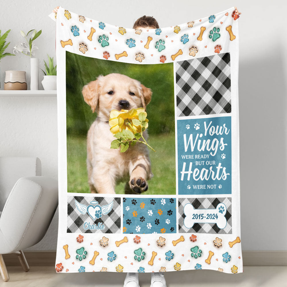 Your Wings Were Ready Memorial Blanket - Personalized custom sympathy gift.