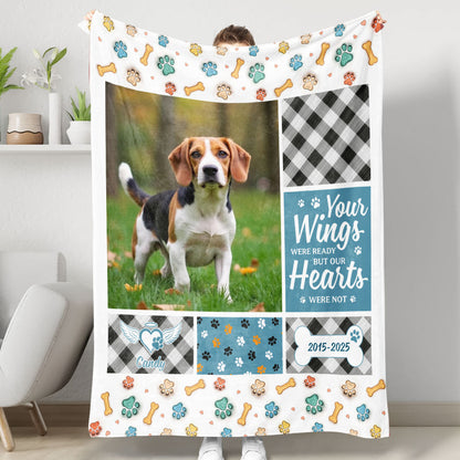 Your Wings Were Ready Memorial Blanket - Personalized custom sympathy gift.