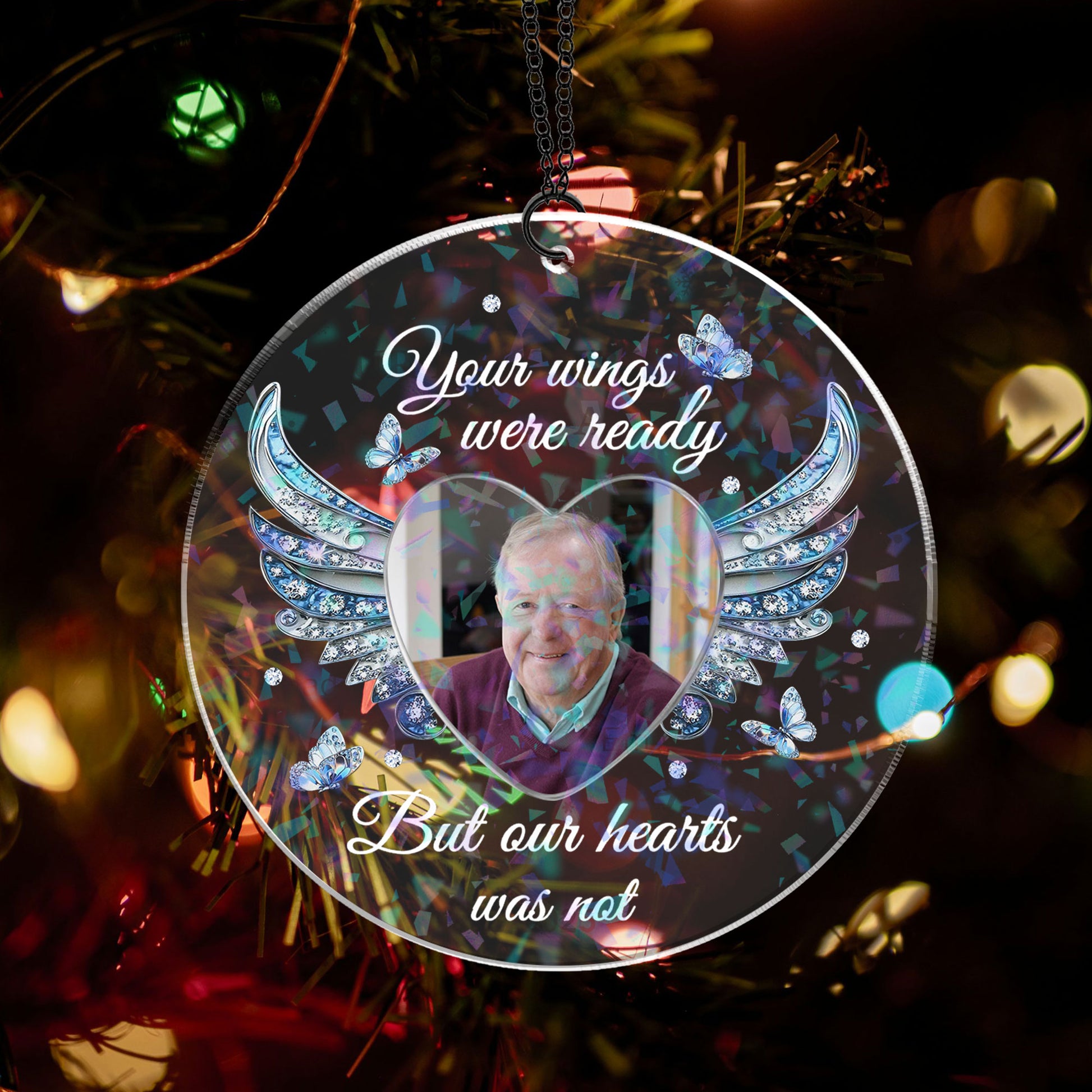 Your Wings Were Ready Christmas Ornament - Custom Hologram Shape.