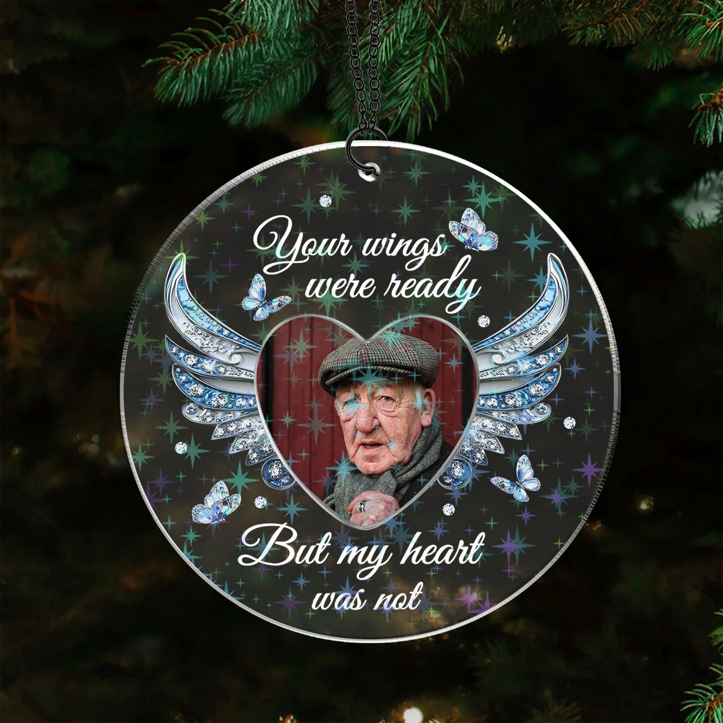 Your Wings Were Ready Christmas Ornament - Custom Hologram Shape.