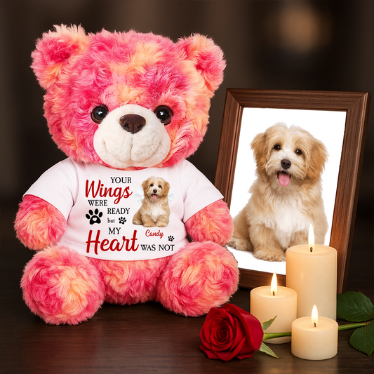 Personalized "Your Wings Were Ready" Memorial Teddy Bear - Custom Sympathy Gift for Pet Loss.
